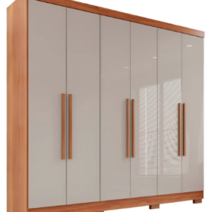 Guarda-roupa Casal 6 Portas 2 Gavetas França Cinamomo/Off-White
