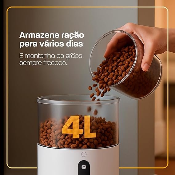 armazene-4kg Alimentador Automático Wi-Fi Velds: Vale a Pena para Gatos e Cães?